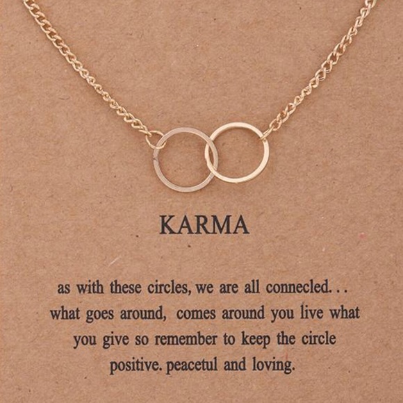 Salty Cold Brew Jewelry - Dainty “Karma” Pendant Necklace Salty Cold Brew Jewelry - Dainty “Karma” Pendant Necklace